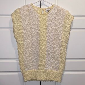 Vintage 1980’s Margules Knit Sweater Yellow White short sleeve SZ MED Rare Find